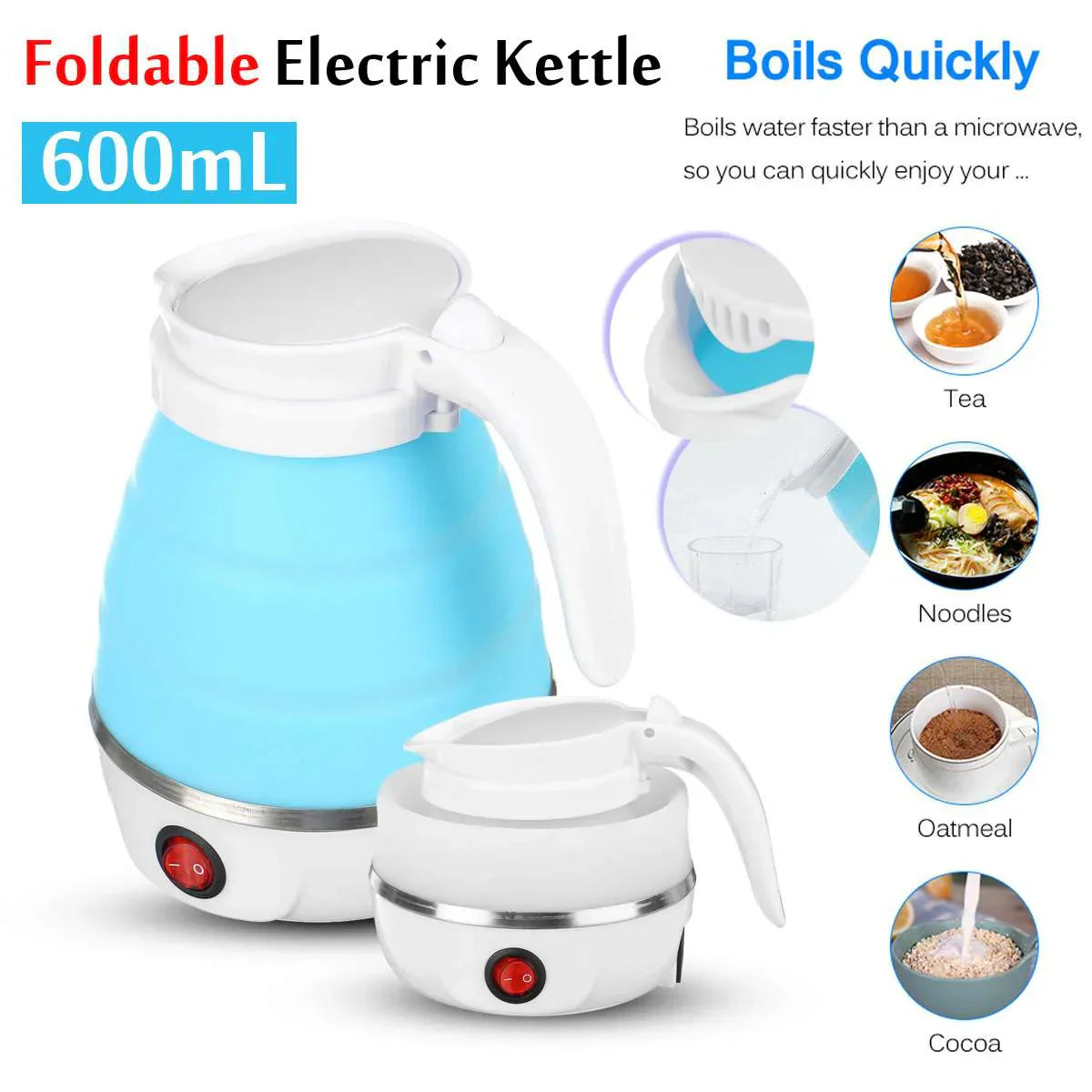 FOLDABLE/PORTABLE SILICONE ELECTRIC KETTLE 600ML - Mart4U